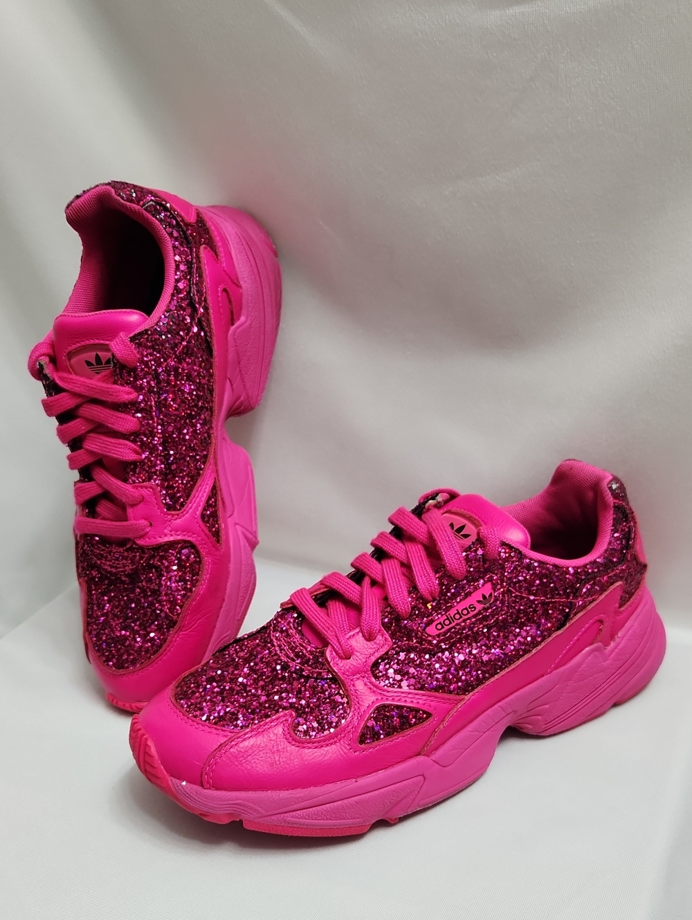 adidas Falcon Shock Pink Hot Pink Glitter Sneakers (W Size 9)